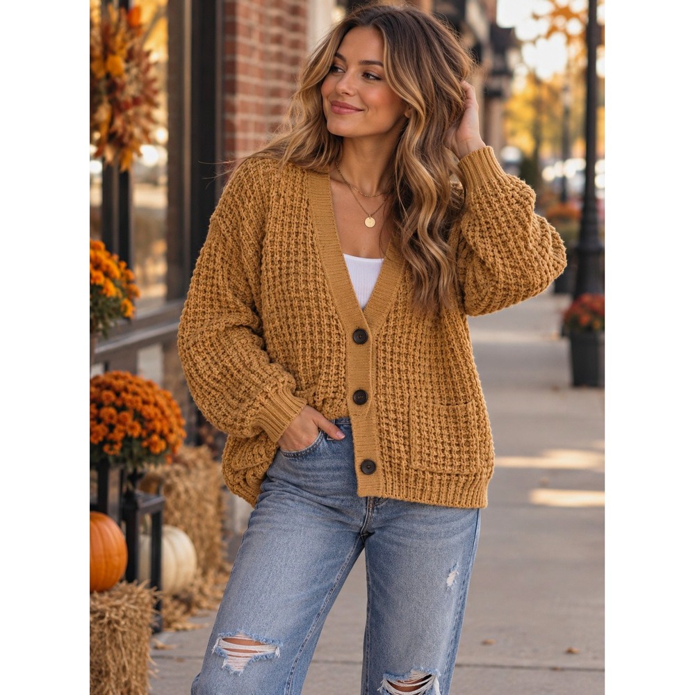 American Eagle XS Chunky Knit Cardigan  Button Front Oversized Sweater